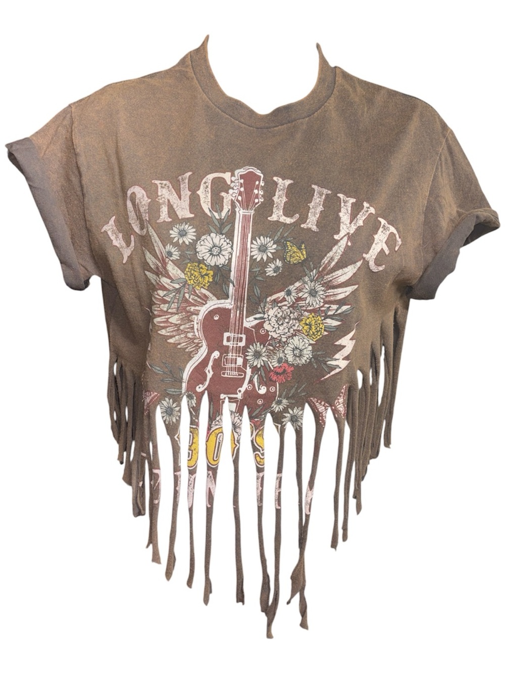 Women's "Long Live" Fringed Graphic Top